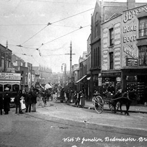 Trams in West Street, Bedminster, Bristol circa 1910s