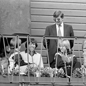 Wimbledon 1980: 2nd day. Chris Evert-Lloyd watching her husband. June 1980 80-3290-029