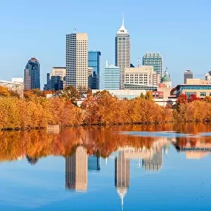 Indianapolis, Indiana, USA skyline on the White River in the afternoon