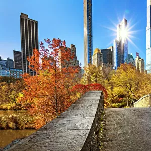 New York City, View Of Billionaire's Row from Gapstow Bridge Central Park