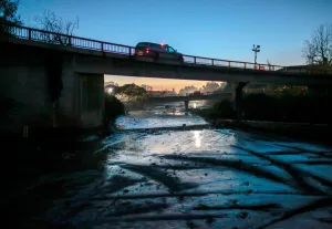 California Prints: The 101 Highway is seen closed on both sides in Montecito