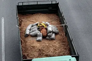Greece Prints: A 250 kg World War Two bomb that was found during excavation works at a gas station