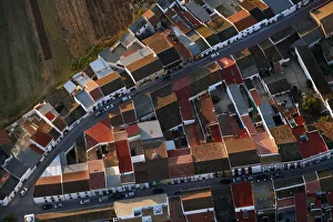 An aerial view of Rociana village near Donana Natural Reserve, southwest Spain