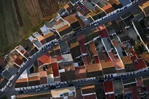 Transport Prints: An aerial view of Rociana village near Donana Natural Reserve, southwest Spain
