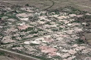 An aerial view shows burned down villages once inhabited by the Rohingya seen from