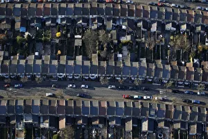 United Kingdom Prints: An aerial view shows houses in London