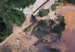 Environment Prints: An aerial view shows machines being destroyed during an operation conducted by