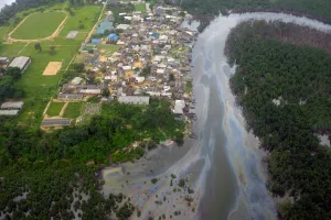 Oil Prints: An aerial view shows oil-slicked waterways in the city of Port Harcourt, in Rivers State