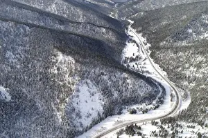 Transport Prints: An aerial view shows the R257 federal highway in Krasnoyarsk Region