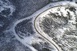 Transport Prints: An aerial view shows the R257 federal highway in Krasnoyarsk Region