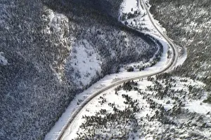 Transport Prints: An aerial view shows the R257 federal highway in Krasnoyarsk Region