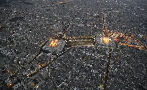 An aerial view shows the Shrines of Imam al-Abbas and Imam al-Hussein during the commemoration