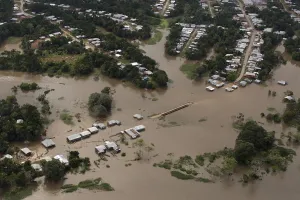 Prints of An aerial view shows the town of Tabatinga inundated with floodwaters from the Solimoes River in the state of Amazonas April 26, 2015 Brazil Prints: An aerial view shows the town of Tabatinga inundated with floodwaters from the Solimoes