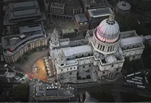 United Kingdom Prints: Aerial view of St Pauls Cathedral during the City Salute pageant in central London