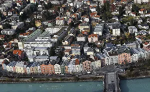 An aerial view of the western Austrian city of Innsbruck
