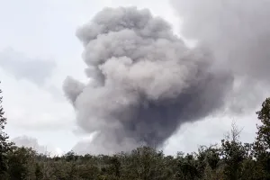 Images Dated 2018 May: Ash erupts from the Halemaumau crater near the community of Volcano