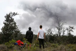 Images Dated 2018 May: Ash erupts from the Halemaumau crater near the community of Volcano