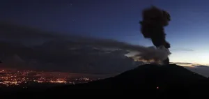 Images Dated 2014 November: Ash rises over Turrialba volcano, as seen from San Gerardo de Irazu near Turrialba