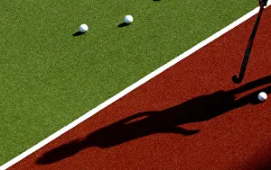ATHLETE WARMS UP BEFORE HOCKEY MATCH AT ATHENS INTERNATIONAL HOCKEY TOURNAMENT