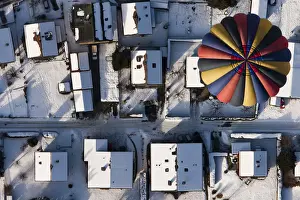 A balloon flies during the International Hot Air Balloon Week in Chateau-d Oex