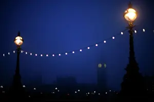 The Big Ben clock tower and the Houses of Parliament are seen in pre-dawn light