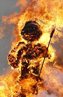 Switzerland Prints: The Boeoegg, a snowman made of wadding and filled with firecrackers