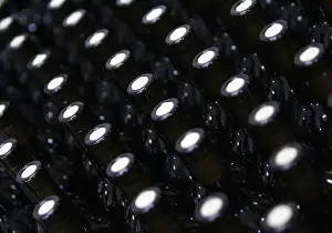 Bottles of Georgian wine are seen at the Teliani Valley wine factory in the town of
