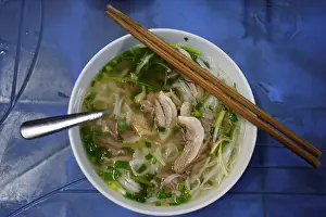 A bowl of Vietnamese chicken noodle soup (Pho) is seen at a restaurant in Hanoi