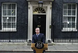 Britains Prime Minister David Cameron speaks outside Downing Street in London, Britain
