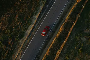 Transport Prints: A car travels on a road near Donana Natural Reserve, southwest Spain