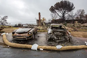 Cars were burnt in the Thomas Fire during a winter rain storm in Ventura Cars were burnt in the Thomas Fire during a winter rain storm in Ventura