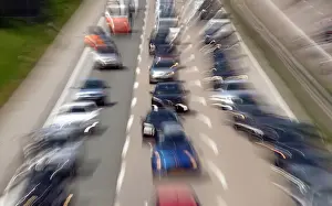 Daily Life Prints: Cars jam on the motorway A8 between Salzburg and Munich near Irschenberg