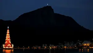 A Christmas tree is pictured at Rodrigo de Freitas Lagoon in Rio de Janeiro, Brazil