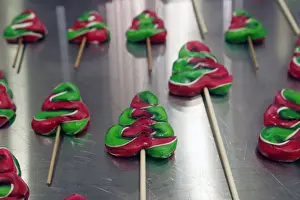 Christmas tree-shaped candies are displayed at candy shop in Singapore