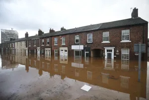 Prints of The city centre in seen under flood waters in Carlisle, north west England, December 7, 2015. Severe flooding in northwest England has left thousands of homes without power for a second day Britain Prints: The city centre in seen under flood waters in Carlisle, north west England