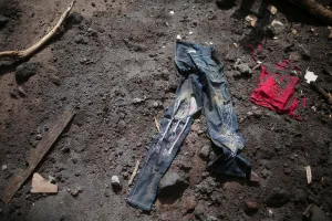 Guatemala Prints: Clothing is seen at an area affected by the eruption of the Fuego volcano at San Miguel