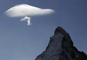 A cloud is pictured over the Matterhorn mountain from Sunnegga in the ski resort of