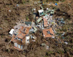 Storm Prints: A completely destroyed house is seen 12 days after Hurricane Irma ripped through