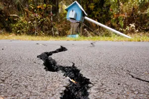 Hawaii Prints: A crack is seen in a road in the Leilani Estates subdivision during ongoing eruptions of