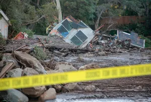 California Prints: Damaged properties are seen after a mudslide in Montecito