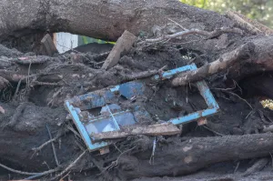 California Prints: Damaged property is seen after a mudslide in Montecito