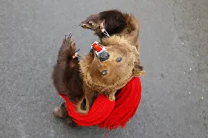 A dancer from Romanias northeastern region of Moldova performs the bear dance