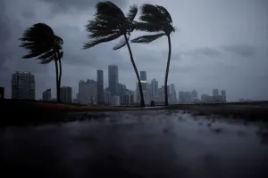 Storm Prints: Dark clouds are seen over Miamis skyline before the arrival of Hurricane Irma