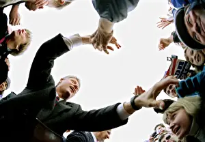 World Leader Prints: Democratic presidential candidate Bill Clinton reaches into the crowd during a campaign