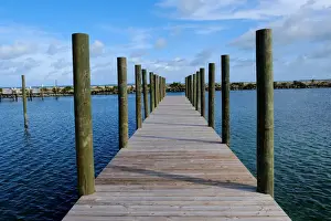 A deserted yacht marina before the arrival of Hurricane Dorian in Marsh Harbour