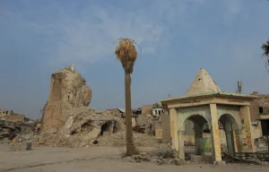 Iraq Prints: The destroyed al-Hadba minaret at the Grand al-Nuri Mosque is seen in the Old City of