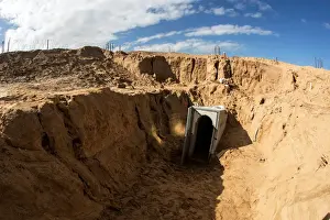 Prints of An entrance to what the Israeli military say is a cross-border attack tunnel dug from Gaza to Israel, is seen on the Israeli side of the Gaza Strip border near Kissufim January 18, 2018 Israel Prints: An entrance to what the Israeli military say is a cross-border attack tunnel dug