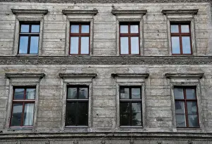 Cityscape Prints: The facade of an unrenovated appartment building is pictured at Kreuzberg district in
