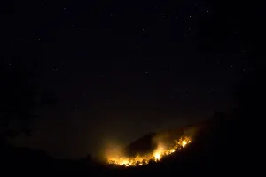 Prints of Fire blazes at the Jaragua Hills ecological reserve park under the night sky in Goias State, central west Brazil, August 10, 2013 Brazil Prints: Fire blazes at the Jaragua Hills ecological reserve park under the night sky in Goias
