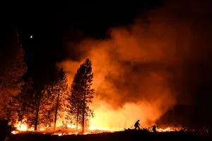 Wildfire Prints: A firefighter battles the Ponderosa Fire east of Oroville